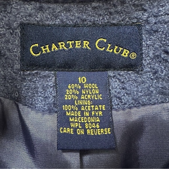 Charter Club Wool Blend Blue Button Down Women's Blazer, Size 10 - Picture 11 of 13